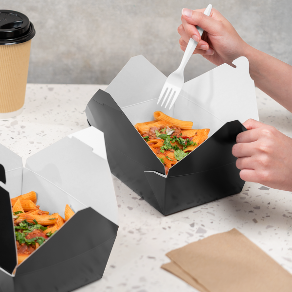 KYFP-FTG48B_04 48 fl oz Fold-To-Go Container (Box #8) (Black)
