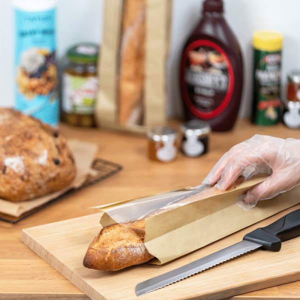 Baguette Windowed Bread Bag, 4.3″ x 23.6″ x 2.6″ (Kraft)