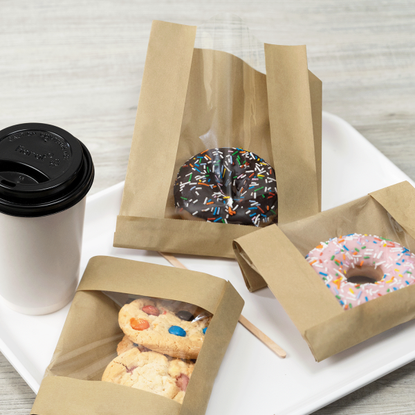 Pastry Paper Bag with Window, 6.5″ x 8.7″ (Kraft)