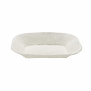 9″ x 7″ GreaseEase Molded Fiber Food Tray, PFAS Free (Natural)