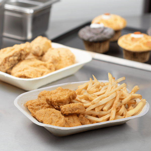 KYKE-FFT0907-FF_01 9″ x 7″ GreaseEase Molded Fiber Food Tray, PFAS Free (Natural)
