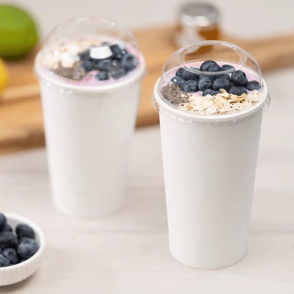 90mm PET Cup Dome Lid for 12-22 oz Paper Cold Cup (Wide Opening)